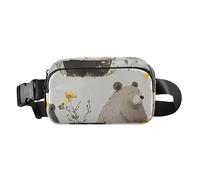 Marsupio a tracolla per uomo e donna, con motivo orso divertente, grigio, alla moda, multiuso, con cinghia regolabile, per viaggi, corsa, escursionismo, Orso Divertente Cartoon Grigio, 1 size