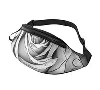 Marsupio a tracolla per uomo e donna con rosa bianca e nera, impermeabile, per sport all'aria aperta