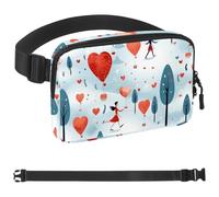 Marsupio a tracolla per uomo e donna, con scritta "Love on the Snow" per San Valentino e per viaggi, casual, passeggiate, corsa, escursionismo, ciclismo, multicolore, 4 x 23 x 15 cm, Multicolore,