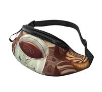 Marsupio a tracolla per uomo e donna con stampa di caffè e dolci e zucchero e cioccolato, impermeabile, per sport all'aria aperta