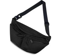 Marsupio a tracolla per uomo e donna, grande marsupio con 5 tasche con cerniera, marsupio con tracolla regolabile per viaggi, color argilla, Nero , Classico
