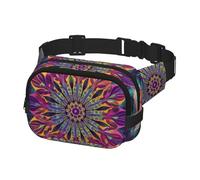 Marsupio a tracolla per uomo e donna, marsupio per corsa, escursionismo, sport, fiore con piume, Multicolore, Taglia unica, Cintura per soldi