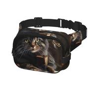 Marsupio a tracolla per uomo e donna, marsupio per corsa, escursionismo, sport, Halloween, mago gatto, Multicolore, Taglia unica, Cintura per soldi