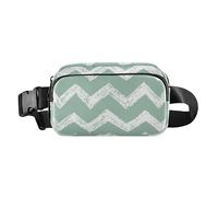 Marsupio a tracolla per uomo e donna, piccolo, con cinghia regolabile, per ciclismo, escursionismo, palestra, colore: bianco/verde, Onda bianco-verde, Taglia unica