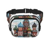 Marsupio a tracolla regolabile con disegno di San Basilio quadrato rosso a Mosca, grande marsupio da viaggio unisex