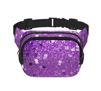 Marsupio a tracolla regolabile con glitter viola scintillante, grande, da viaggio, unisex