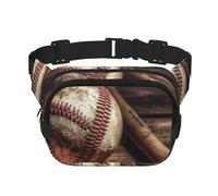 Marsupio a tracolla regolabile con motivo baseball su legno, grande, da viaggio, unisex