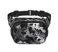 Marsupio a tracolla regolabile con motivo mimetico nero, bianco, grigio, grande, da viaggio, unisex