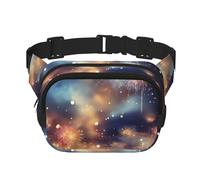 Marsupio a tracolla regolabile con stampa di fuochi d'artificio da notte, grande, da viaggio, unisex