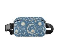 Marsupio a tracolla rosa con texture glitterata, unisex, alla moda, per viaggi, vacanze, corsa, Mandala Luna Sole Zodiaco, 1 Size