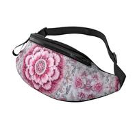 Marsupio a tracolla unisex con mandala rosa in stile bohémien, con mandala, regolabile, in vita, con stampa alla moda, borsa a tracolla per i frequentatori di festival, borsa compatta antifurto per