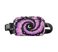 Marsupio a tracolla viola e nero con motivo a vortici da sogno e carino, per donne e uomini, grande capacità, con cinghia regolabile, per allenamento, corsa, escursionismo