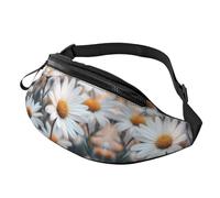 Marsupio a vita regolabile con motivo margherite bianche, borsa a tracolla stampata alla moda, motivo margherita bianca, borsa a tracolla unisex per genitori, borsa da afferrare rapidamente per, A2