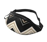 Marsupio a zigzag nero bianco marrone chiaro per uomo e donna, impermeabile, sportivo, alla moda, borsa a tracolla con cinturino regolabile, grande borsa a tracolla per viaggi ed escursionismo