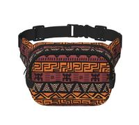 Marsupio africano in tessuto di fango tribale, unisex, regolabile, quadrato, doppio strato, per attività all'aperto, viaggi, corsa, escursionismo, Nero , Taglia unica