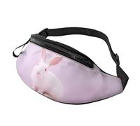 Marsupio alla moda a forma di coniglio bianco, per uomo e donna, grande marsupio con tasche con cerniera, regolabile, per fitness, esercizi, arrampicata, corsa, escursionismo, passeggiate con il cane