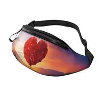 Marsupio alla moda a forma di cuore con fiore per uomo e donna, grande marsupio con tasche con cerniera, marsupio regolabile per fitness, esercizio, arrampicata, corsa, escursionismo, passeggiate con