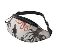 Marsupio alla moda a forma di polpo, unisex, grande marsupio con tasche con cerniera, regolabile, per fitness, esercizi, arrampicata, corsa, escursionismo, passeggiate con il cane all'aperto, 3D