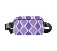 Marsupio alla moda a scacchi lavanda per piccoli uomini d'affari multiuso con cinghia regolabile per viaggi shopping corsa mariconeras de cintura para, lavanda a scacchi, moderno, Lavanda a scacchi,