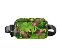 Marsupio alla moda a tracolla, con scimmie, banane e foglie di palma, per donne, uomini, adolescenti, multiuso, con tracolla regolabile, per shopping, sport, lavoro, Banane Scimmie E Foglie Di, 1 Size