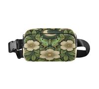 Marsupio alla moda a tracolla Luna farfalla luna floreale verde arte | Per uomo e donna, mini borsa a tracolla essenziale da viaggio, con tracolla regolabile, per viaggi, shopping, corsa