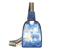 Marsupio alla moda Acquerello Blu Deer crossbody Marsupio multiuso per gli uomini per il pacchetto di giorno, cervo blu acquerello, 1 taglia, Acquerello Cervo Blu, 1 size