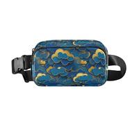 Marsupio alla moda blu e oro per donne e uomini, multiuso, accessorio da viaggio con tracolla regolabile, per shopping, sport, lavoro, Blu Nuvola Oro, 1 size