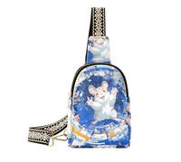 Marsupio alla moda blu Hamster Astronaut grande impermeabile per le donne fanny pack per il viaggio, astronauta criceto blu