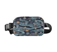 Marsupio alla moda blu scuro con ornitorinchi e fiumi alla moda, per donne, uomini, adolescenti, piccola borsa da cintura con cinghia regolabile per allenamento e corsa