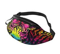 Marsupio alla moda casual colorato arcobaleno zebrato - Marsupio regolabile, marsupio per donne e uomini - resistente, leggero, sicuro con cerniera per escursioni, viaggi e attività all'aperto,