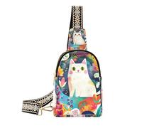 Marsupio alla moda Cat in Garden grande marsupio robusto in pelle marrone per escursioni, Gatto in giardino, 1 size