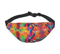 Marsupio alla moda colorato con nota musicale regolabile, impermeabile, per escursioni, viaggi, casual, corsa, escursionismo, ciclismo, nero, taglia unica, Nero, Taglia unica