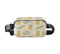 Marsupio alla moda con ananas e foglie tropicali, per donne e uomini, resistente all'acqua, accessorio da viaggio con tracolla regolabile per lo shopping