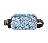 Marsupio alla moda con astronauti, costellazioni, pianeti, donne, uomini, adolescenti, per viaggi, corsa, escursionismo, Punti malocchio blu turco minimalista, 1 Size