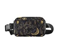 Marsupio alla moda con bradipo dorato, elementi celesti, per donne, uomini, adolescenti, borsa a tracolla resistente all'acqua, con tracolla regolabile, per shopping, sport, lavoro, bradipo dorato,