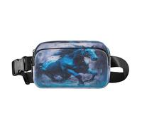 Marsupio alla moda con cavallo al galoppo blu, per uomo e donna, piccola borsa da petto con cinghia regolabile per allenamento, corsa, escursionismo