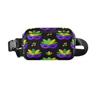 Marsupio alla moda con cerniera per piccoli uomini d'affari maschera da festa corona Fleur De Lis viola verde oro borsa a tracolla essenziale da viaggio con cinturino regolabile resistente all'acqua