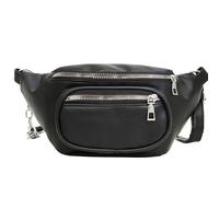 Marsupio alla moda con cinturino a catena, in pelle PU, marsupio multi-scomparto con cerniera, nero, 10.63 Inches X 4.33 Inches X 2.17 Inches, Casual moderno