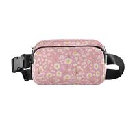 Marsupio alla moda con coccodrilli acquerelli, unisex, per viaggi, vacanze, corsa, Fiori Bianchi Sfondo Rosa, 1 Size