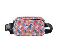 Marsupio alla moda con coccodrilli acquerelli, unisex, per viaggi, vacanze, corsa, Seamless Pattern Cavallo Stile Piatto Acquerello, 1 Size