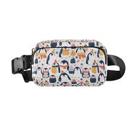 Marsupio alla moda con coccodrilli acquerelli, unisex, per viaggi, vacanze, corsa, Seamless Pattern Penguins, 1 Size