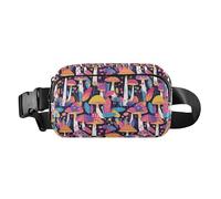 Marsupio alla moda con coccodrilli acquerelli, unisex, per viaggi, vacanze, corsa, Trippy Woodland Funghi Arcobaleno, 1 Size