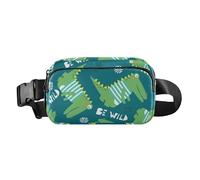 Marsupio alla moda con coccodrilli colorati animali verdi donna uomo impermeabile cerniera marsupio con tracolla regolabile per ciclismo, escursionismo, palestra, Coccodrilli Animali Colorati, 1 Size