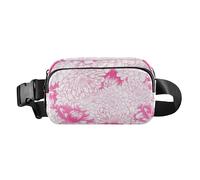 Marsupio alla moda con dalia pesca e crisantemo per donne, uomini e adolescenti, mini marsupio con cinghia regolabile per allenamento, corsa, escursionismo, Dalia Di Pesche E Crisantemo, 1 Size
