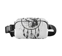 Marsupio alla moda con diagramma ritagliato ROCKETS Marsupio per donne uomini adolescenti mini borsa a tracolla per lo shopping, Acchiappasogni tribale lupo bianco, 1 size