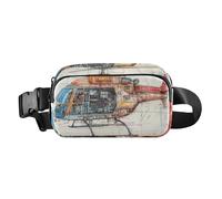 Marsupio alla moda con diagramma ritagliato ROCKETS Marsupio per donne uomini adolescenti mini borsa a tracolla per lo shopping, Diagramma Cutaway Elicottero, 1 size