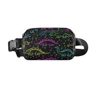 Marsupio alla moda con dinosauri al neon per donne e uomini, mini borsa a tracolla accessorio da viaggio con tracolla regolabile per shopping, sport, lavoro
