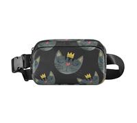 Marsupio alla moda con facce di gatto nero donne uomini adolescenti mini borsa da petto con cinghia regolabile per lo shopping sport lavoro, Volti Di Gatto Nero, 1 Size