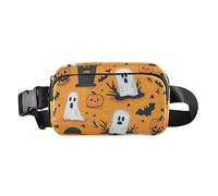 Marsupio alla moda con fantasmi e tombe di Halloween su arancione alla moda per uomo donna grande