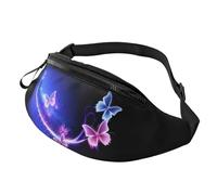 Marsupio alla moda con farfalla viola, per uomo e donna, grande marsupio con tasche con cerniera, regolabile, per fitness, esercizi, arrampicata, corsa, escursionismo, passeggiate con il cane